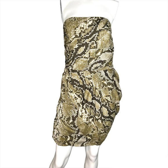 NEW Michael Michael Kors strapless snake animal print ruffle dress size 10 - Picture 1 of 10